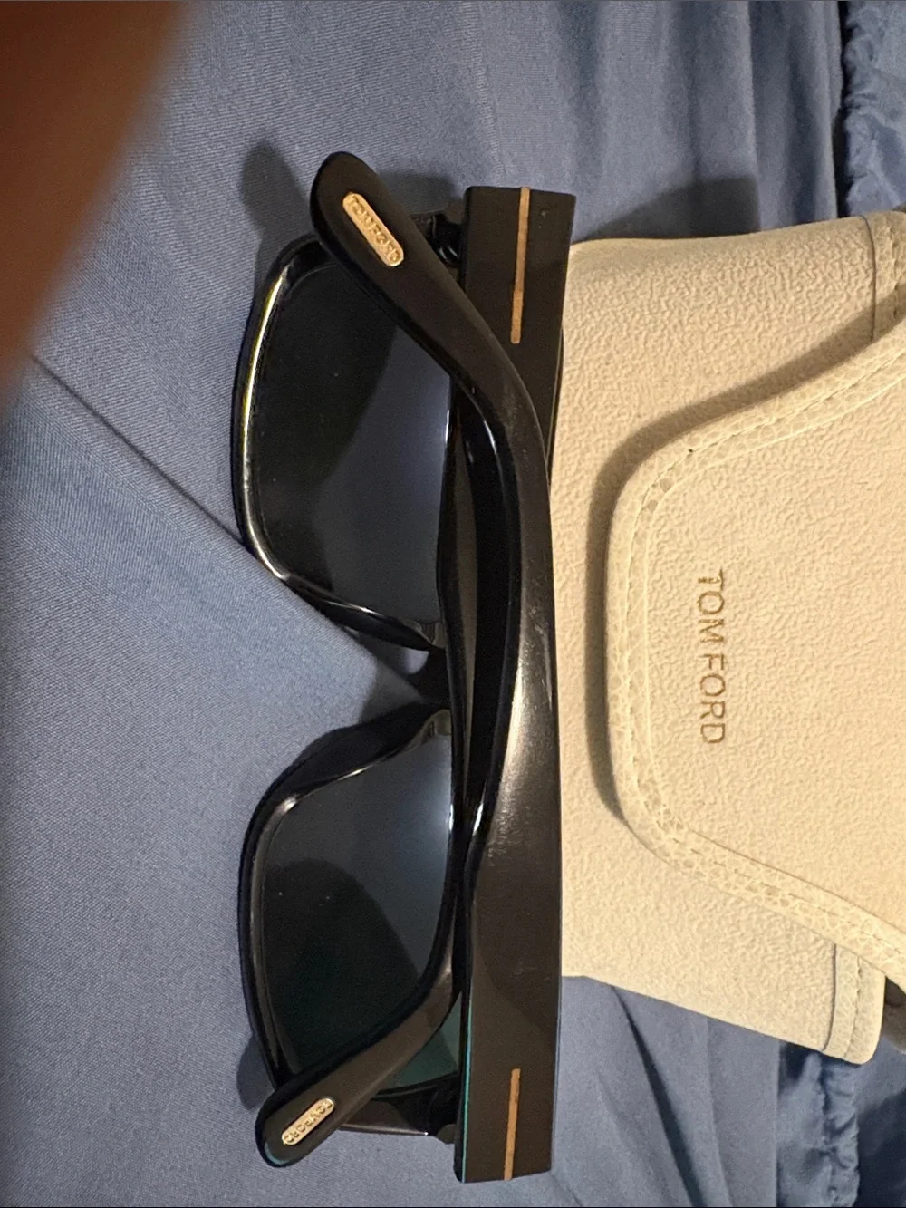 Tom Ford Black Frame Sunglasses with Green Lenses